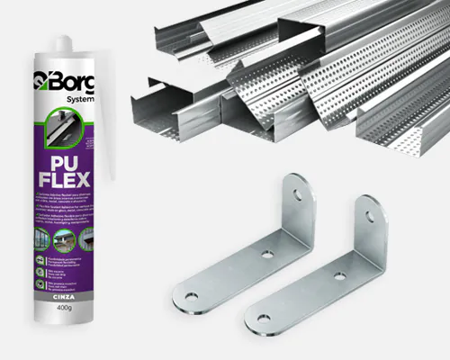 selantes, suportes e perfis metálicos